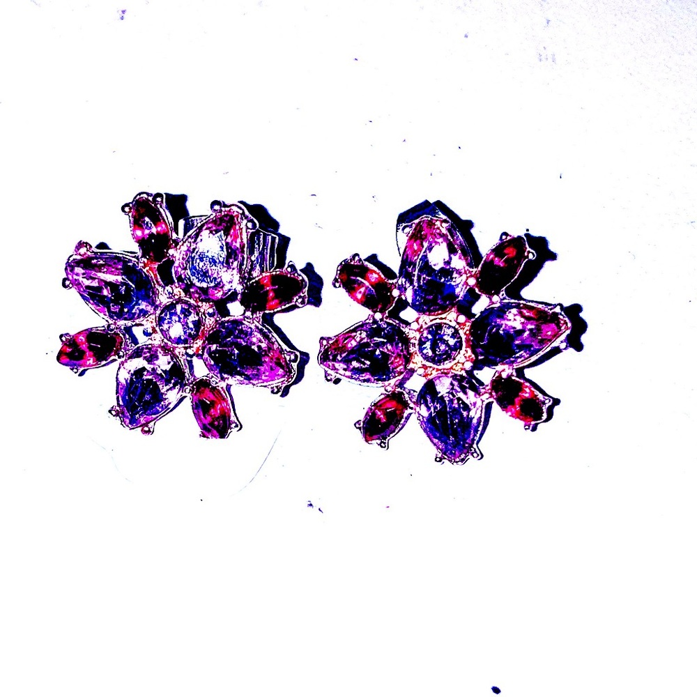 Statement Crystal Rhinestone Floral stud earrings